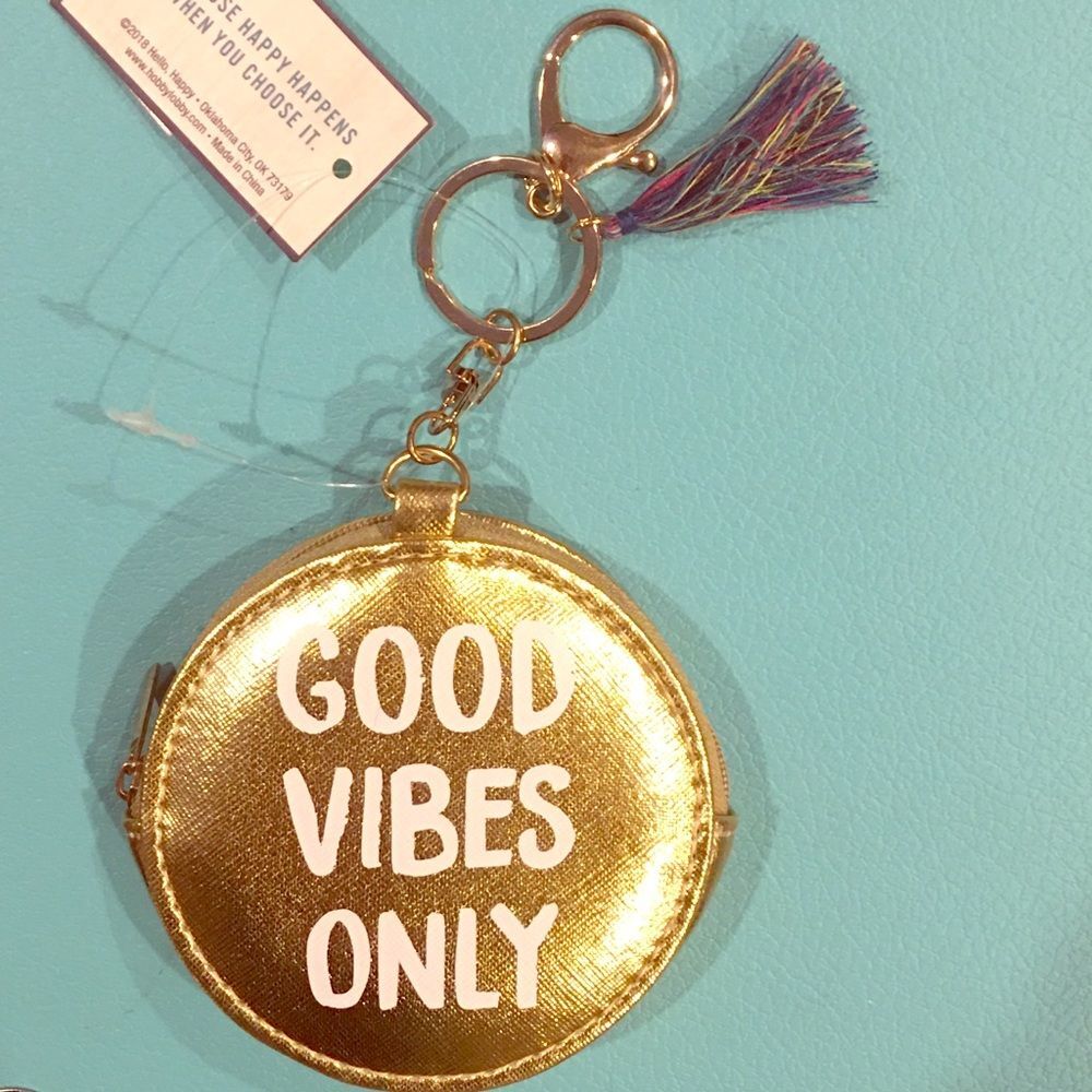 5/$25 Good Vibes Only Coin Purse Keychain NWT